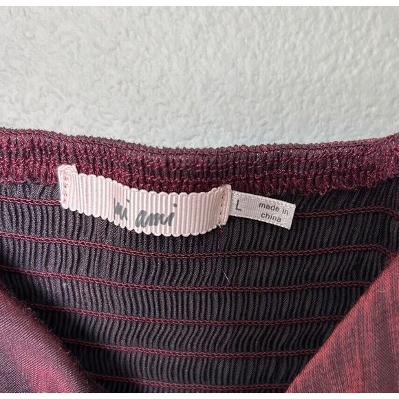 Francesca's Womens Shirt Large Satin Tie Front Blouse Whimsical Milkmaid - Picture 4 of 12